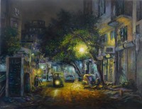 Hanif Shahzad, Street at night III, 27 x 36 Inch, Oil on Canvas, AC-HNS-020